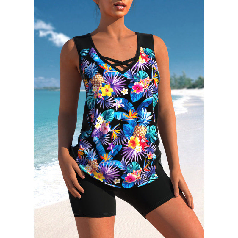 👙Costum de baie din două piese, cu imprimeu, uscare rapidă și design modern