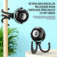 Ventilator fără Elice pentru Copii cu Trepied Flexibil, Protecție Degete, Ecran Digital, Autonomie Mare, Mini Ventilator Silențios