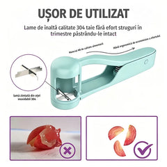 [Cumpără 1 Primești 1 Gratuit - Set 2 Bucăți] Slicator Manual de Fructe și Struguri - Dispozitiv de Tăiat cu Lame din Oțel Inoxidabil, Rapid și Sigur pentru Bucătărie