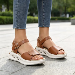 Sandale Ortopedice Auriu-Metalizat din Piele, cu Platformă Sport, Talpă Moale și Suport Arcada Plantară – Confortabil și Elegant