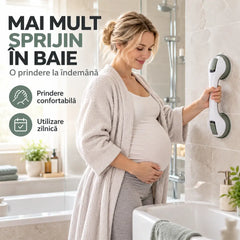 🚿 Mâner de Sprijin cu Ventuze pentru Baie · Fără Găurire · Fixare Rapidă și Sigură · Ideal pentru Seniori, Femei Însărcinate și Copii!