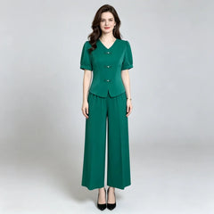 🌸【Tricou + pantaloni largi】Set modern retro din material mătase rece—— răcoros, elegant și super confortabil ✨