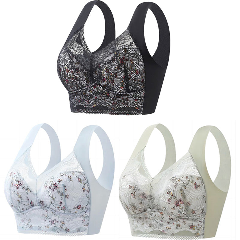 🔥【3 buc】💕🎁【40kg-100kg】Sutien de mărime mare din mătase de gheață fără cusături, respirabil și reglabil
