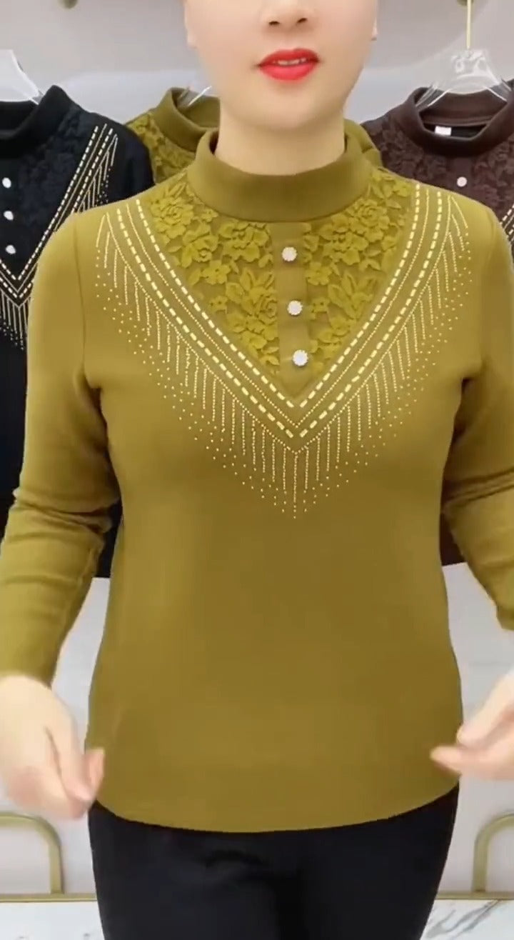 Elegáns női alapfelső strasszos díszítéssel és csipkebetéttel – karcsúsító, sokoldalú