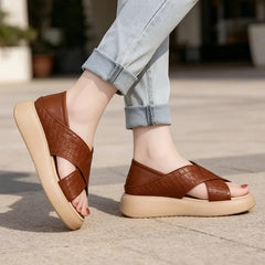 👡 Sandale Romane Premium cu Platformă Moale – Design Împletit Retro, Ușoare și Elegante, 3 Culori, Mărimi 35-40! ☀️🌊