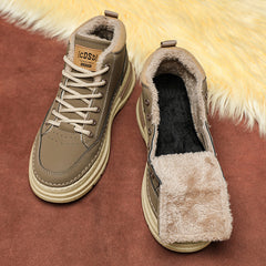 Férfi téli bélelt hócsizma – meleg, csúszásmentes bebújós cipő vastag béléssel