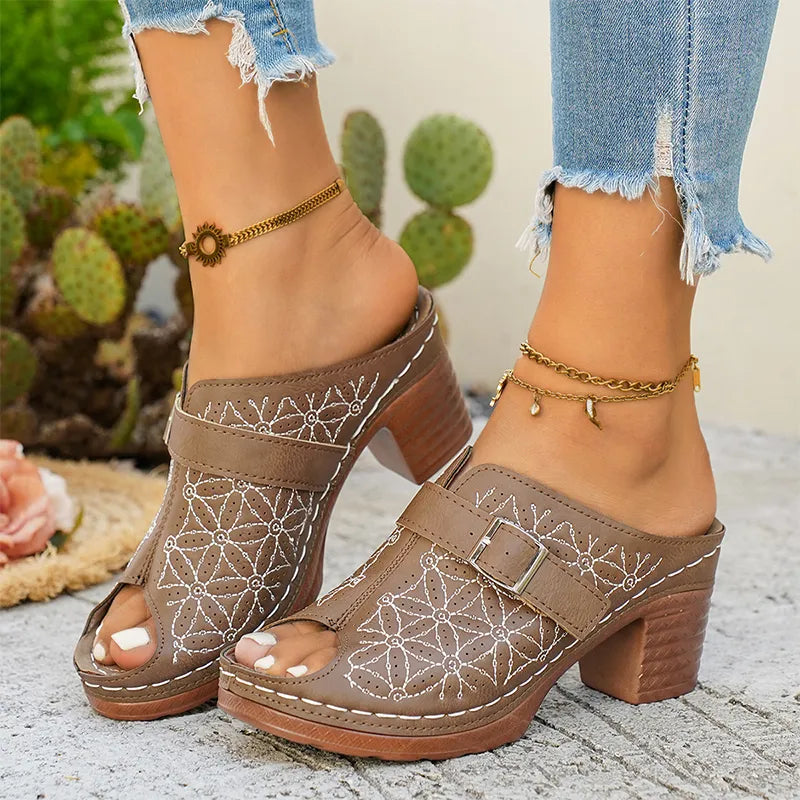 Colecția de Vară 2026 ✨ Saboți Eleganți cu Toc Gros 👠 Stil European Modern și Confortabil!