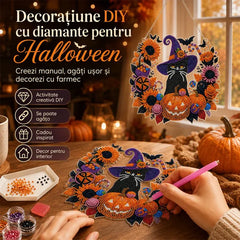 Decor Halloween fereastră DIY tablou cu diamante, 4 modele vesele, dimensiune 25×25 cm