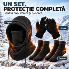 ❄️ Set Termic de Iarnă 4 Piese – Protecție completă confortabilă pentru cap, mâini și picioare în zilele geroase! 🧣🧤🧦