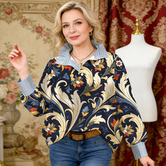 💥【Lansare în premieră pe internet】🌸 Bluză fashion cu imprimeu floral și mâneci 3/4 lejere