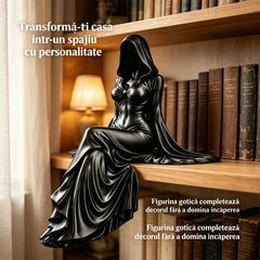 【15*9.2*7CM】Statuetă Zeița Morții din Rășină - Sculptură Gotică Fără Față cu Glugă, Ornament Decorativ Mistic pentru Raft și Casă