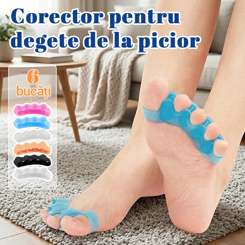 Separator de Degete pentru Picioare (5 Găuri) – Corector pentru Monturi, Silicon Moale SEBS, Îndreptare și Aliniere Degete, Calmează Durerea
