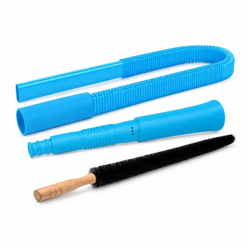 Kit Curățare Evacuare Uscător de Rufe – Furtun Flexibil 80cm pentru Aspirator și Perie cu Mâner de Lemn 55cm, Previne Blocajele și Riscul de Incendiu