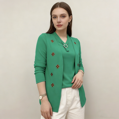 Elegáns női blúz „ál-kétrészes” dizájnnal – puha anyag, kellemesen meleg