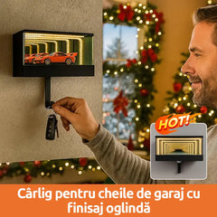 Suport chei garaj cu LED-uri și oglindă infinită | Efect de iluminare cool pentru garaj | Organizator decorativ pentru chei