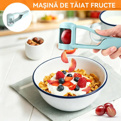 [Cumpără 1 Primești 1 Gratuit - Set 2 Bucăți] Slicator Manual de Fructe și Struguri - Dispozitiv de Tăiat cu Lame din Oțel Inoxidabil, Rapid și Sigur pentru Bucătărie