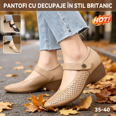 👠 Pantofi cu toc înalt, vârf ascuțit, stil britanic elegant, cu design decupat