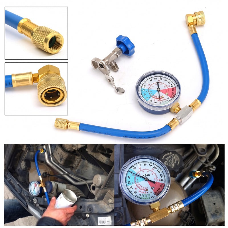 ⏳Ofertă limitată în timp⏰ Furtun de încărcare cu agent frigorific R134a pentru instalații A/C, cu manometru – unealtă universală și ușor de utilizat pentru proiecte DIY 🔧