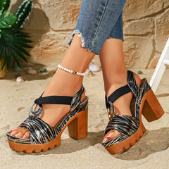 🔥【Vânzări recente în top】👡Sandale romane cu toc înalt, cu barete încrucișate – stil modern de vară