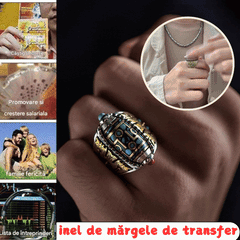 🔥🔥【Cumpără unul, primești unul gratuit】Inel cu mărgele de transfer mantra turcoaz, din argint 925, din șase cifre（Design de deschidere reglabil în dimensiune）