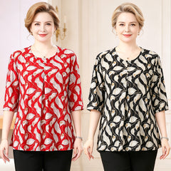 【XL-7XL】Bluză de vară pentru femei, din șifon lejer, cu model geometric elegant, confortabilă, subțire și flatantă pentru toate tipurile de corp.