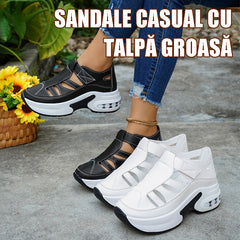 Sandale damă 2026 din piele naturală cu platformă | Design închis, perforat + talpă cu pernă de aer | Confort și efect de înălțare (mărimi 36-43)