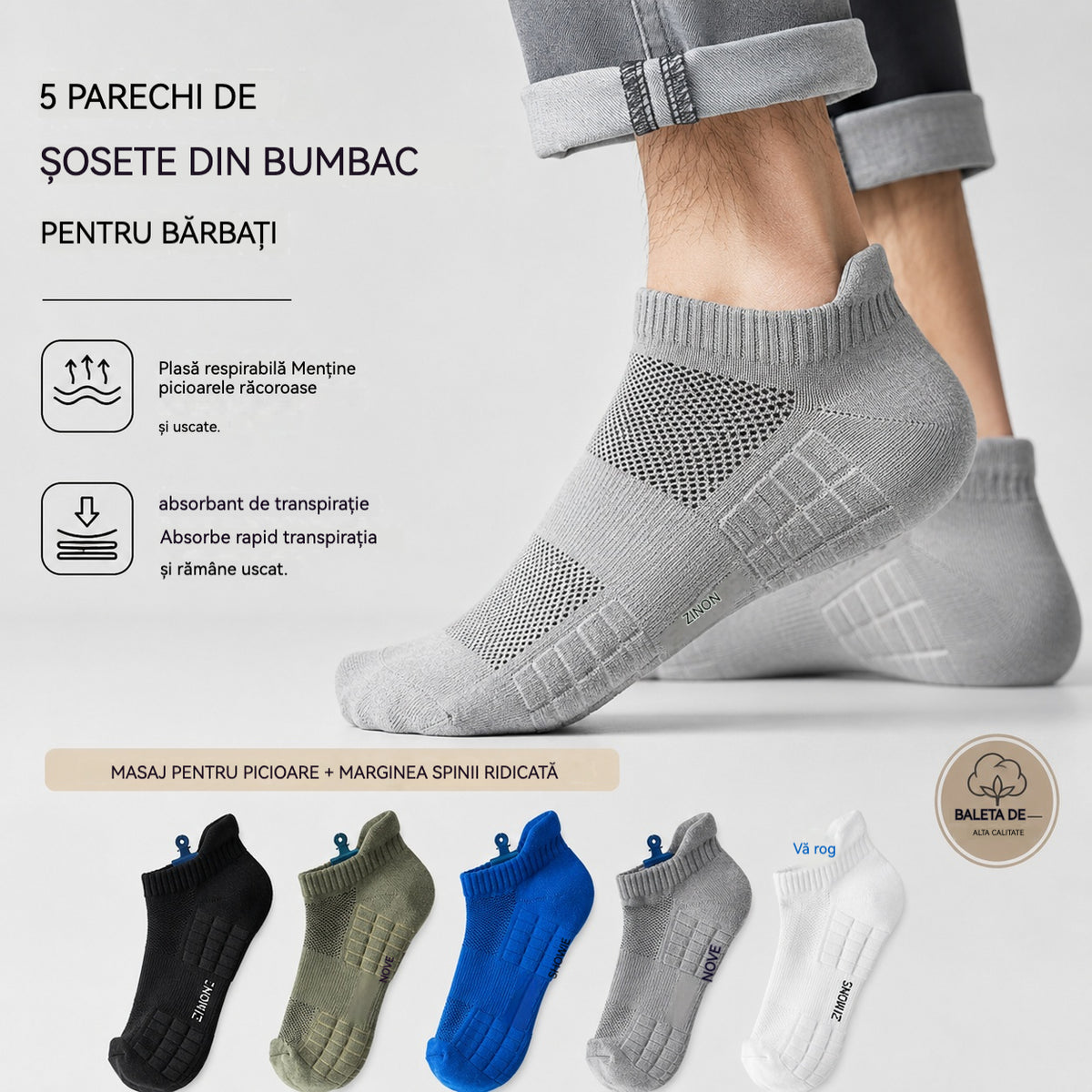 🧦【Pachet de 10 Perechi】🧦 Noi Șosete pentru Bărbați Model 2026 – Respirabile, Antibacteriene și Anti-Miros 🔥