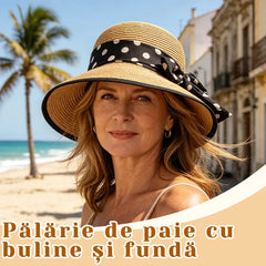 Colecția de Vară 2026 ✨ Pălărie de Soare din Paie cu Fundă 👒 Pliabilă și Elegantă pentru Vacanță!