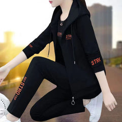 🏆【Hosszú ujjú felső + nadrág + ujjatlan kapucnis kabát】🔥[M-4XL] Új divatos őszi és téli lezser sportruházat szett.