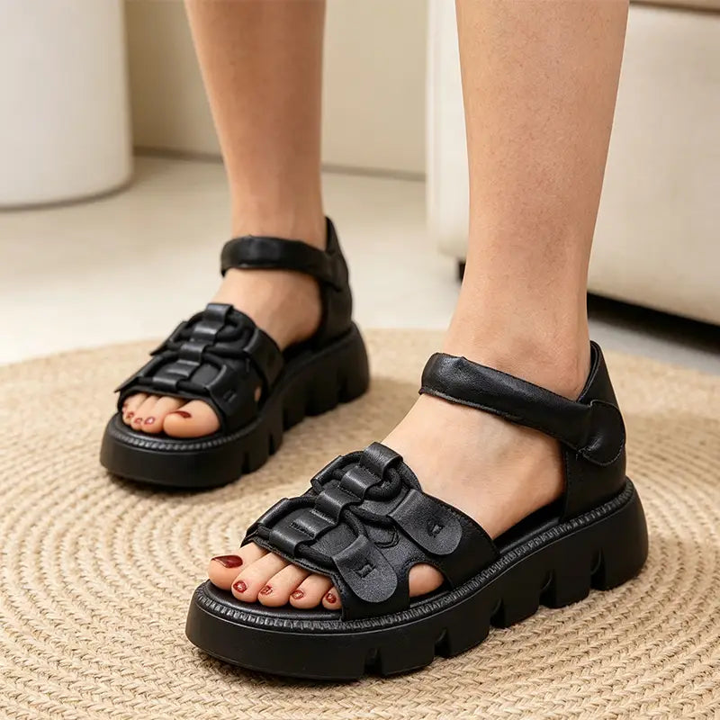 Sandale Romane cu Platformă Fashion 2026: Piele Moale, Design Modern și Efect de Alungire, Confortabil pentru Mers (Mărimi 35-40) 👡✨