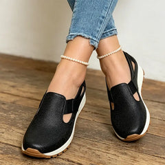 Sandale cu platformă din piele naturală, noi, 2026: design modern, cu model ajurat, talpă moale de 5 cm, confortabile și versatile (Mărimi 36-43) ✨👠