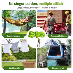 ⛺ Fixare rapidă și sigură! Set de 8 piese - Întinzător de frânghie din metal de înaltă rezistență (4 întinzătoare cu scripete + 4 frânghii rezistente )! ✨