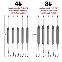 🎣 Rig Anti-Agățare Off-Bottom pentru Pescuit (Pachet 2 Pungi – 10 Bucăți Total) – Momeală Suspendată, Cârlige Iseama cu Spin (Mărimi 4# + 8#)!