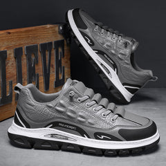 Férfi könnyű és légáteresztő sportos utcai cipő – Krokodil mintás bőrhatású felsőrész (38–45)