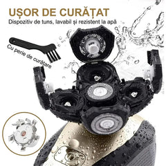 Aparat de Ras Electric 5 în 1 pentru Bărbați – 5 Capete 4D Flotante, Rezistent la Apă, Masină de Tuns pentru Cap și Barba, Kit Grooming Complet