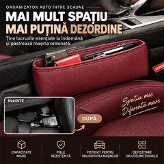 🚗 Organizator Premium Auto pentru Spațiul dintre Scaun și Consolă – Mai Mult Spațiu, Mai Puțină Dezordine! (Disponibil în 4 Culori Elegante)