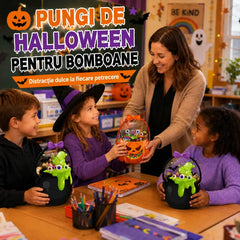 Set 20 Pungi Cadou Halloween pentru Dulciuri – Pungi Cu Zipper și Mâner, Model Dovleac și Cazan Magic de Vrăjitoare (10 Negre + 10 Portocalii) 🎃👻