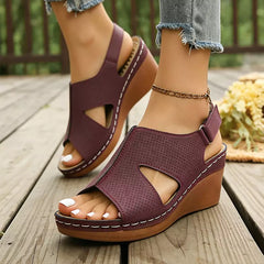 👡 Sandale din piele naturală cu platformă ortopedică și design decupat｜Talpă moale și respirabilă, susținere pentru bolta piciorului