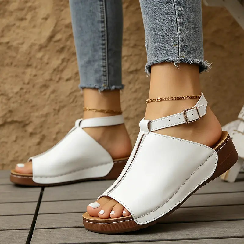 Sandale damă cu platformă și vârf decupat 2026｜Comode, ușoare și elegante｜Mărimi mari 36-43, 3 culori disponibile