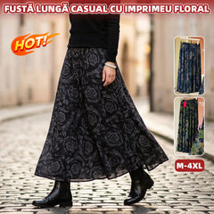 🌸👗 Fustă plisată cu imprimeu floral, talie înaltă – model nou de vară