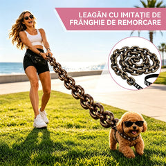 【Efect Comic Garantat】Lesă Gigant Simulată din Plastic Ușor pentru Animale de Companie, Lanț Fals Oversized pentru Câini Mici și Pisici (3 Culori) ✨