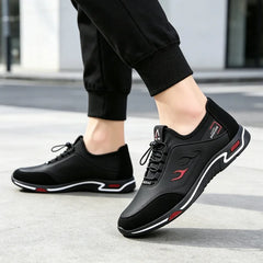 Pantofi Sport de Bărbați în Culori Contrastante, Adidași Casual cu Broderie Flacără și Șiret Elastic, Încălțăminte Ușoară și Confortabilă de Zi cu Zi