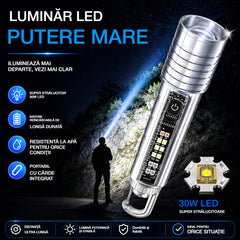 🔦Lanternă multifuncțională de mare putere – cu LED-uri multiple, portabilă și cu autonomie foarte mare a bateriei