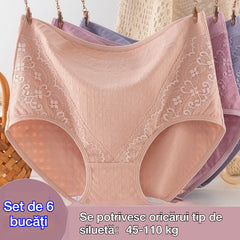 🔥🩲【Set de 6 bucăți】Chiloți cu talie înaltă, antibacterieni, cu efect de modelare a abdomenului