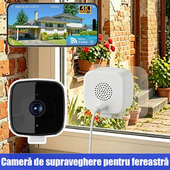Cameră de Supraveghere Fereastră Mini WiFi 2MP (Versiune Upgradată) - Monitorizare de la Distanță pe Telefon, Prindere cu Bandă Magică Puternică, Audio Bidirecțional, Înregistrare HD pentru Casă Interior/Exterior