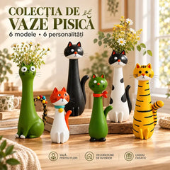 🐱 Vază Decorativă din Rășină în Formă de Pisică · Pictată Manual · 6 Modele Unice · Ideală pentru Flori Proaspete sau Uscate · Cadoul Perfect pentru Iubitorii de Pisici!