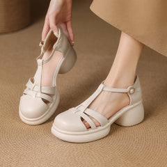 Pantofi Elegante cu Toc Gros și Barete T, Design Retro cu Talpă Moale, Confort Sporit, Mărimi 35-40