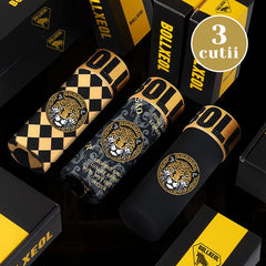 Set 3 Boxeri de Lux pentru Bărbați în Cutie Cadou – Chiloți Antibacterieni Clasa 10A, Material Moale, Respirabil și Confortabil, Imprimeu Premium Cap de Leopard