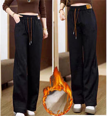 【37-107KG】🔥Polár bélésű farmer👖Új, magas derekú, lezser nadrág