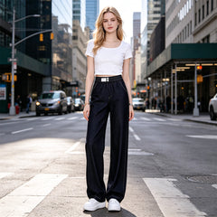 👖【Super moi!】Blugi moderni cu talie înaltă și croială dreaptă ✨